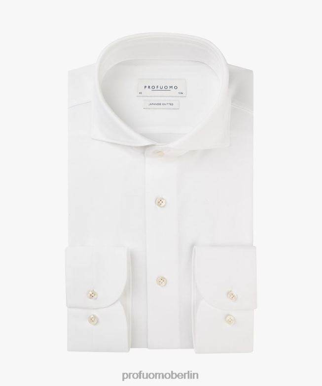 Kleidung de Profuomo Männer japanisches Strickhemd Weiß BR442114