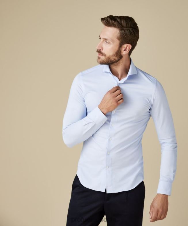 Kleidung de Profuomo Männer japanisches Strickhemd hellblau BR442117