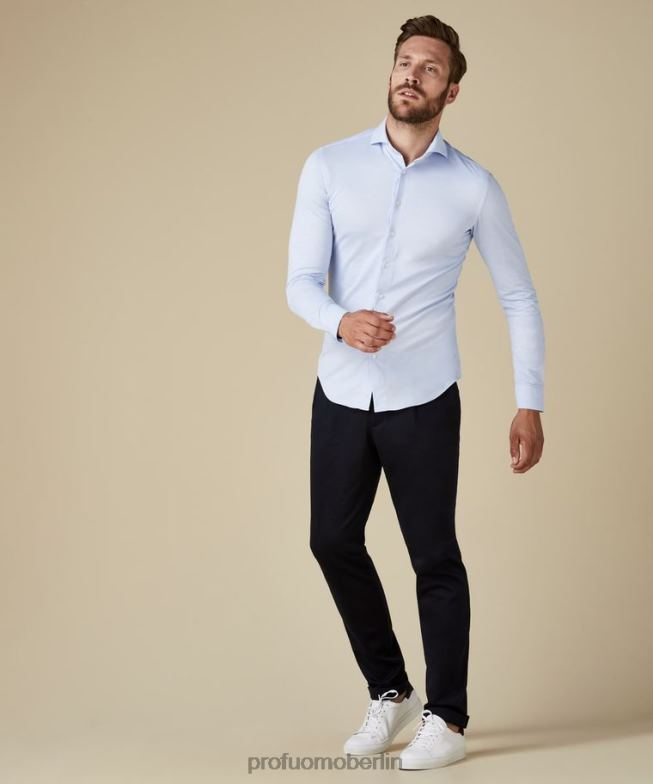 Kleidung de Profuomo Männer japanisches Strickhemd hellblau BR442117