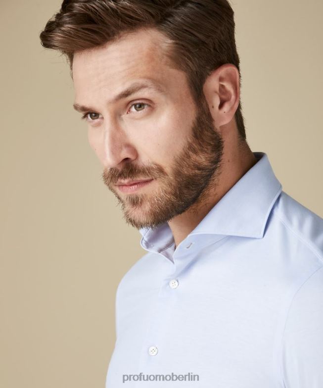 Kleidung de Profuomo Männer japanisches Strickhemd hellblau BR442117