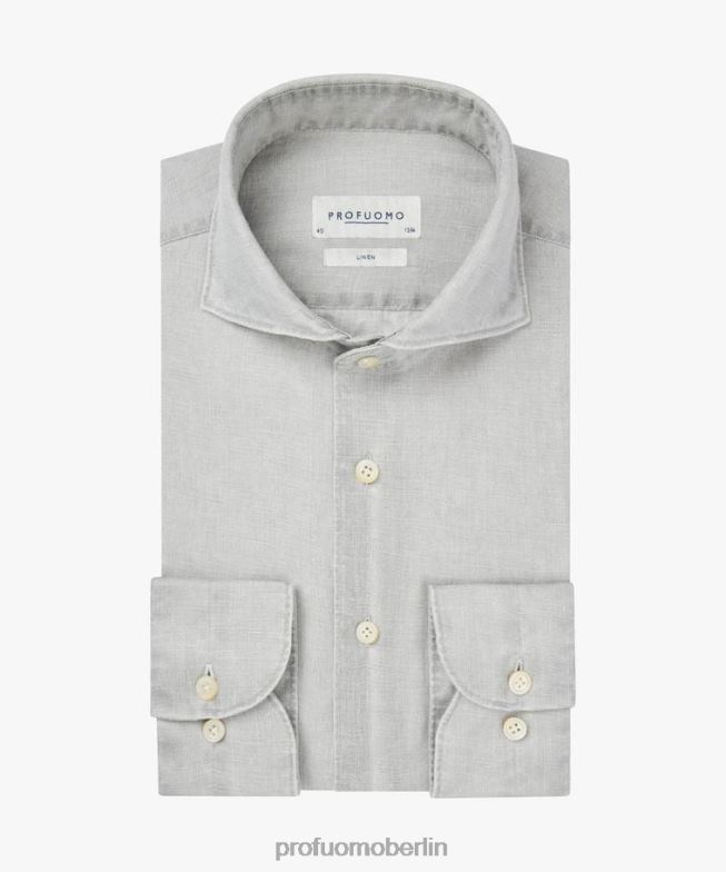 Kleidung de Profuomo Männer Beschichtetes Leinenhemd grau BR44287
