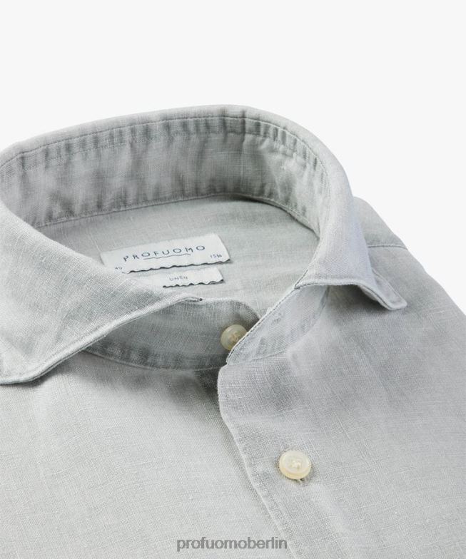 Kleidung de Profuomo Männer Beschichtetes Leinenhemd grau BR44287
