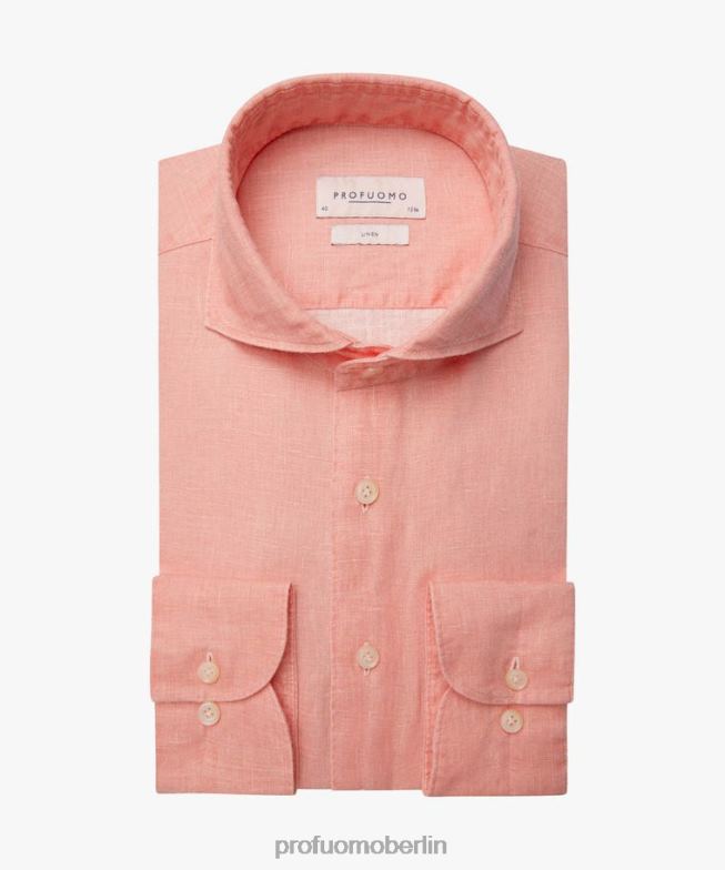 Kleidung de Profuomo Männer Beschichtetes Leinenhemd orange BR44225