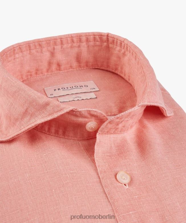 Kleidung de Profuomo Männer Beschichtetes Leinenhemd orange BR44225