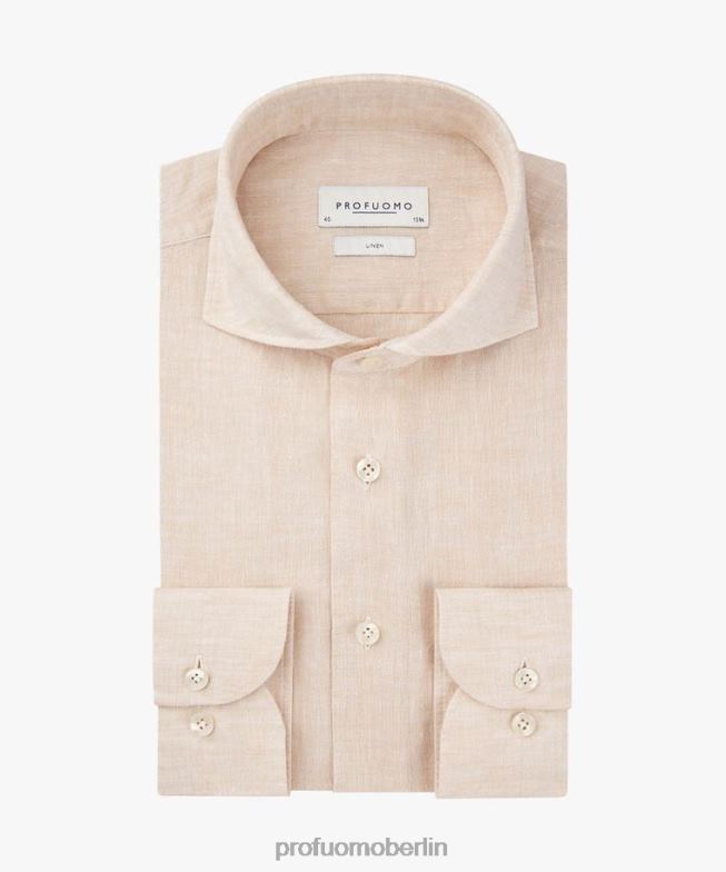 Kleidung de Profuomo Männer Leinenhemd Beige BR44283