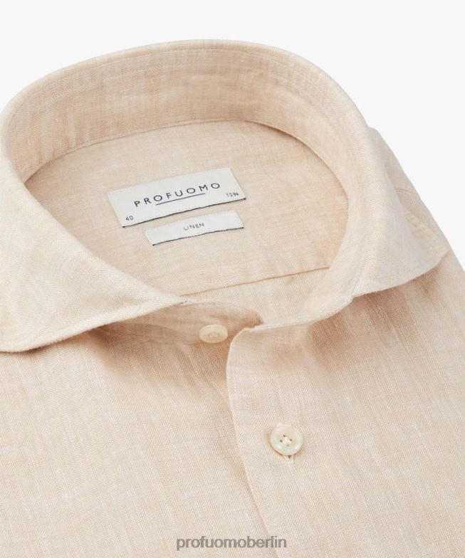 Kleidung de Profuomo Männer Leinenhemd Beige BR44283