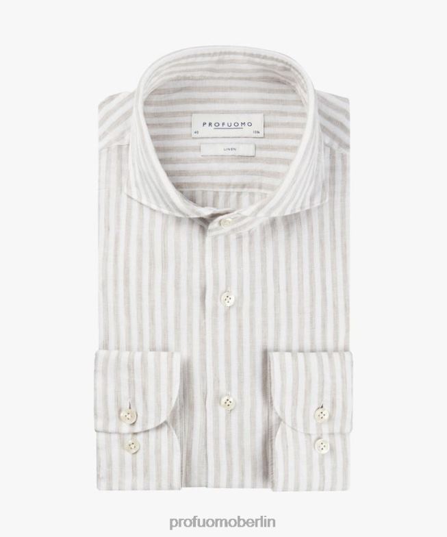 Kleidung de Profuomo Männer Leinenhemd Beige BR44284