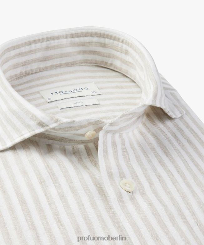 Kleidung de Profuomo Männer Leinenhemd Beige BR44284