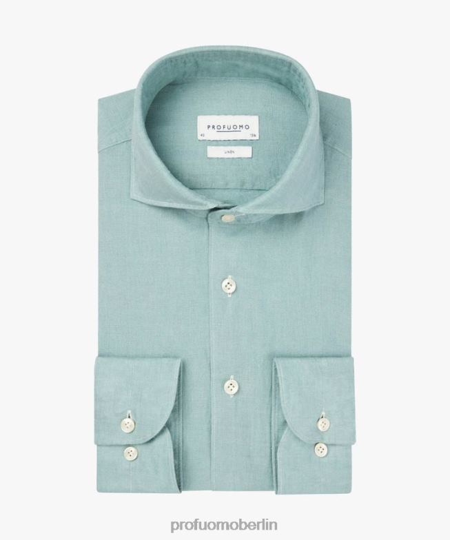 Kleidung de Profuomo Männer Leinenhemd Grün BR44281
