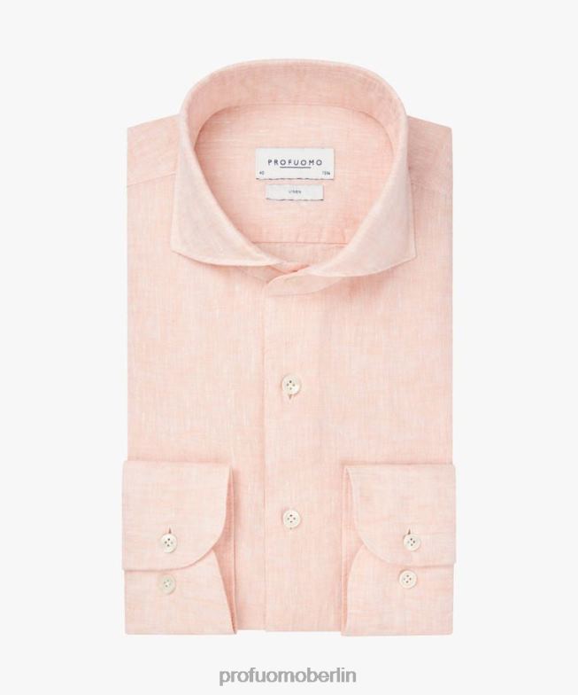 Kleidung de Profuomo Männer Leinenhemd Rosa BR44282