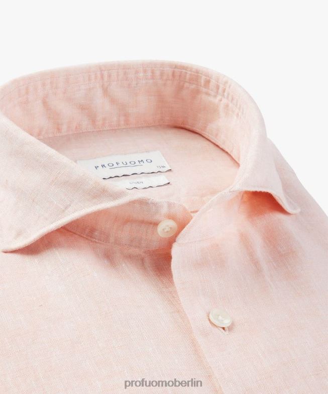 Kleidung de Profuomo Männer Leinenhemd Rosa BR44282