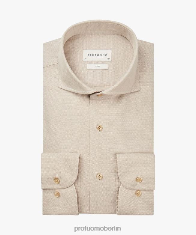 Kleidung de Profuomo Männer Dobby-Reisehemd Beige BR442168