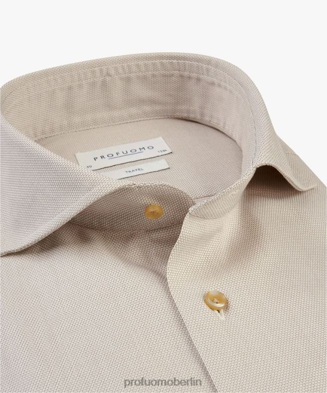 Kleidung de Profuomo Männer Dobby-Reisehemd Beige BR442168