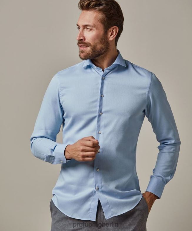Kleidung de Profuomo Männer Dobby-Reisehemd Blau BR44244