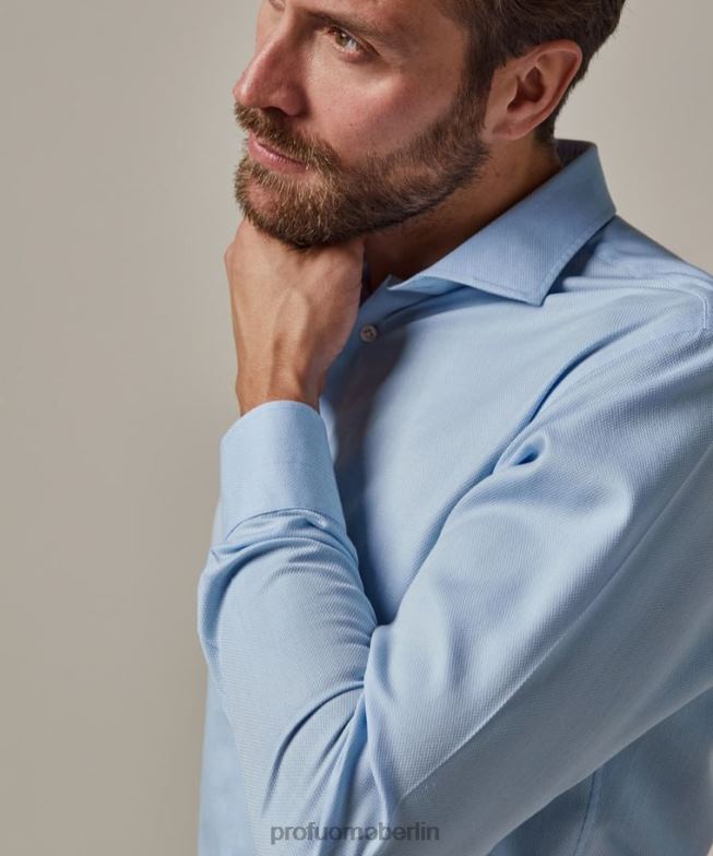 Kleidung de Profuomo Männer Dobby-Reisehemd Blau BR44244