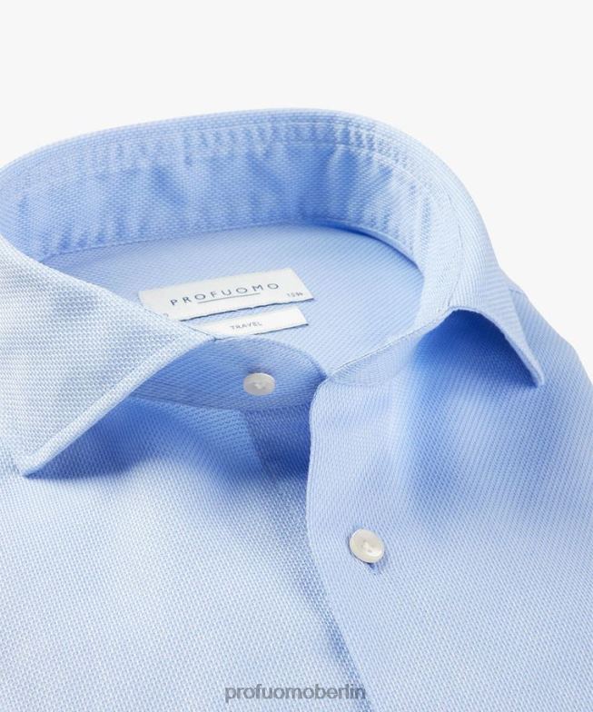 Kleidung de Profuomo Männer Dobby-Reisehemd Blau BR44244