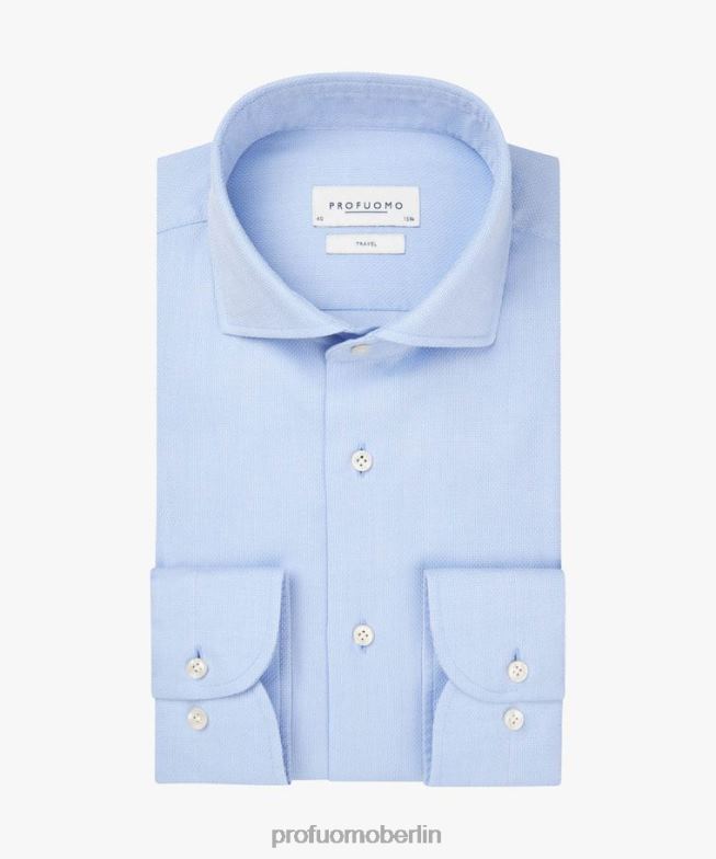 Kleidung de Profuomo Männer Dobby-Reisehemd Blau BR44244
