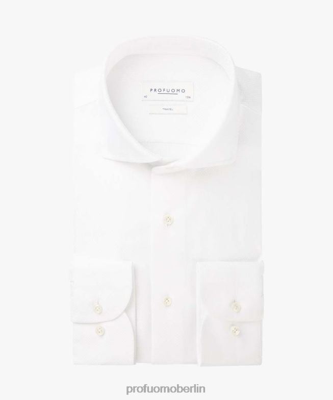 Kleidung de Profuomo Männer Dobby-Reisehemd Weiß BR442782