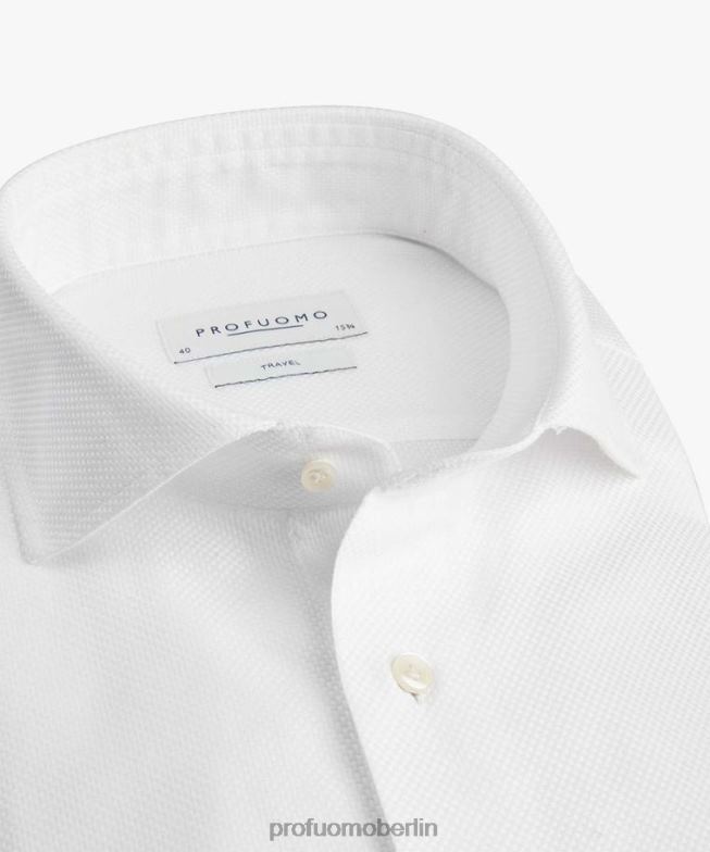 Kleidung de Profuomo Männer Dobby-Reisehemd Weiß BR442782