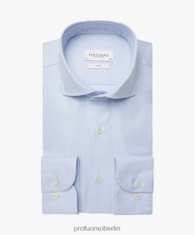 Kleidung de Profuomo Männer Strukturiertes Reisehemd Blau BR44246