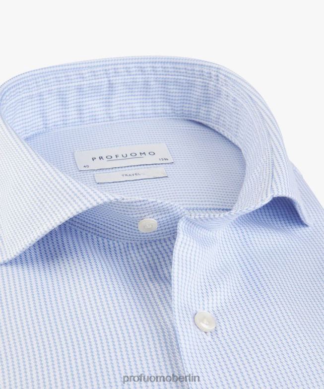 Kleidung de Profuomo Männer Strukturiertes Reisehemd Blau BR44246