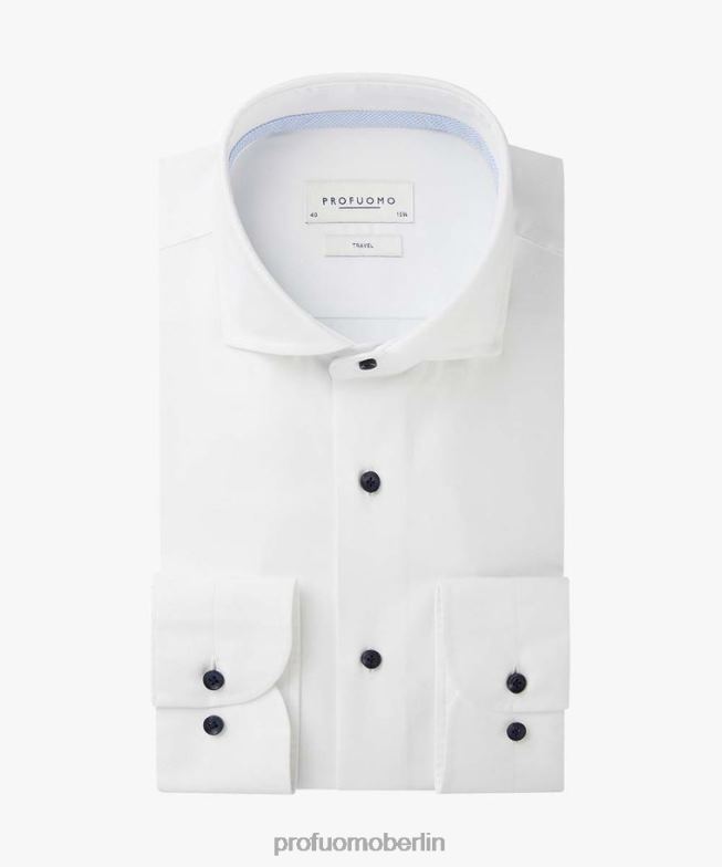Kleidung de Profuomo Männer Twill-Reisehemd Weiß BR442140