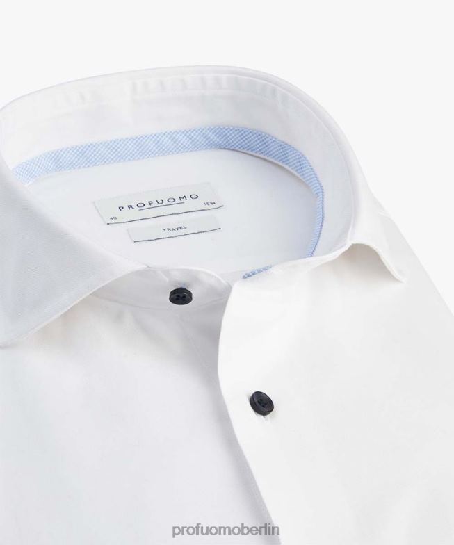 Kleidung de Profuomo Männer Twill-Reisehemd Weiß BR442140