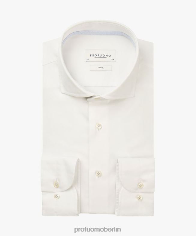 Kleidung de Profuomo Männer Twill-Reisehemd Weiß BR442164