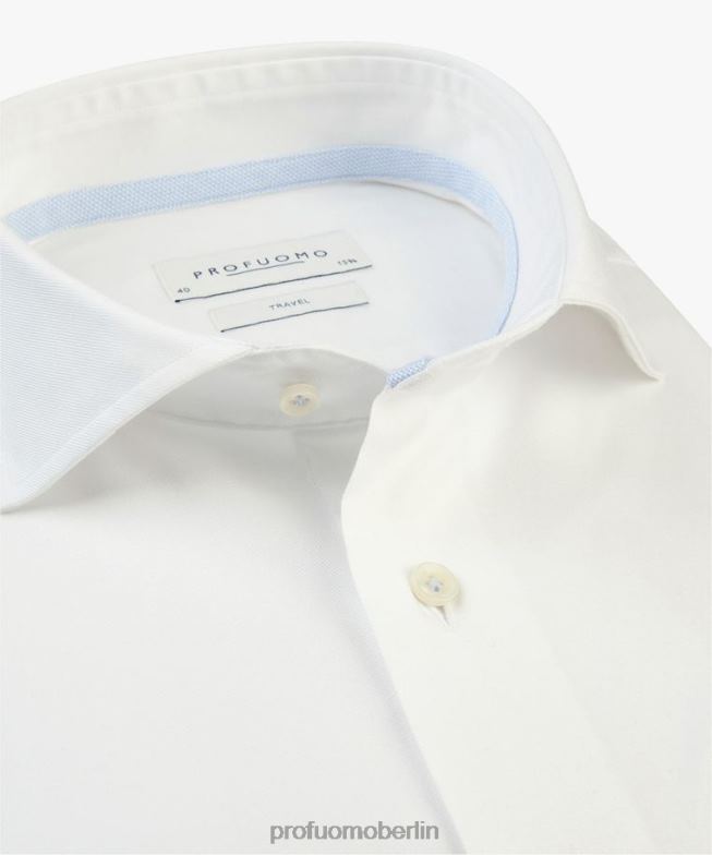 Kleidung de Profuomo Männer Twill-Reisehemd Weiß BR442164