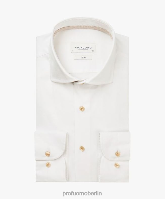 Kleidung de Profuomo Männer Twill-Reisehemd Weiß BR442165