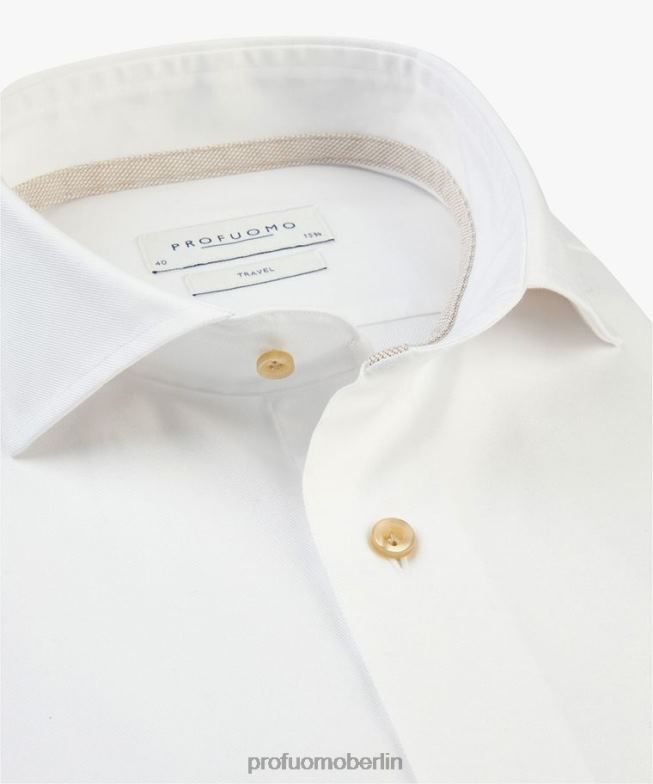 Kleidung de Profuomo Männer Twill-Reisehemd Weiß BR442165