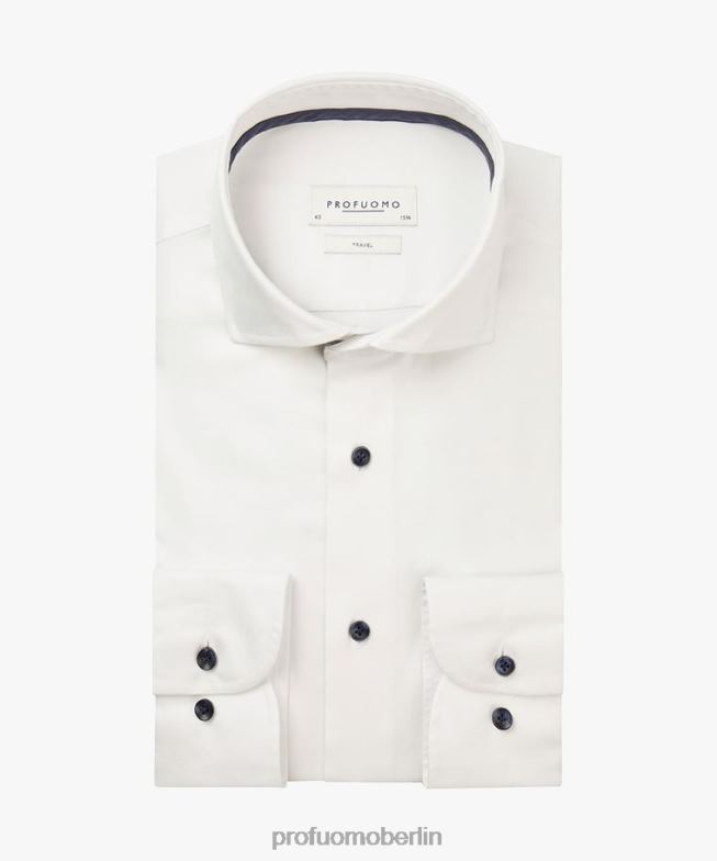 Kleidung de Profuomo Männer Twill-Reisehemd Weiß BR442167