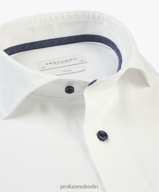 Kleidung de Profuomo Männer Twill-Reisehemd Weiß BR442167
