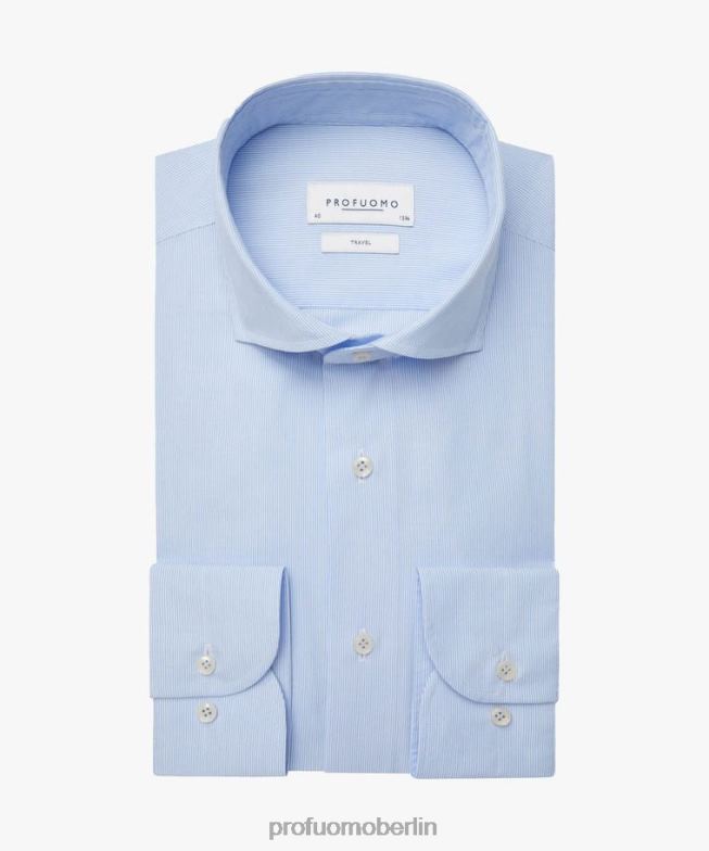 Kleidung de Profuomo Männer gestreiftes Reisehemd Blau BR44257