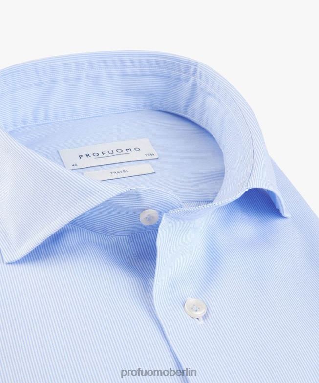 Kleidung de Profuomo Männer gestreiftes Reisehemd Blau BR44257