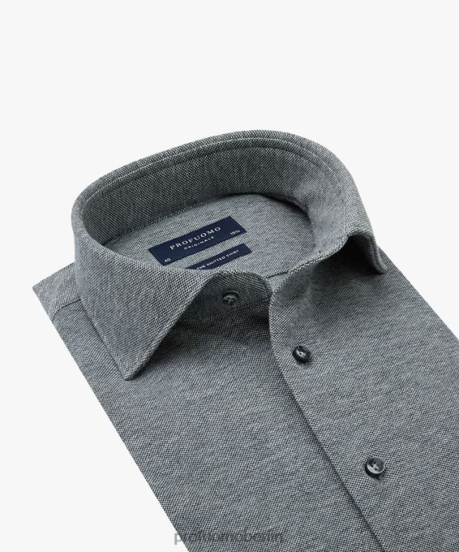 Kleidung de Profuomo Männer Melange-Strickhemd Anthra BR44232