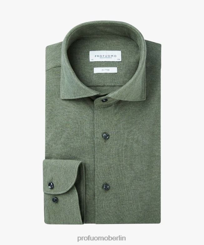 Kleidung de Profuomo Männer Melange-Strickhemd Armee BR44296