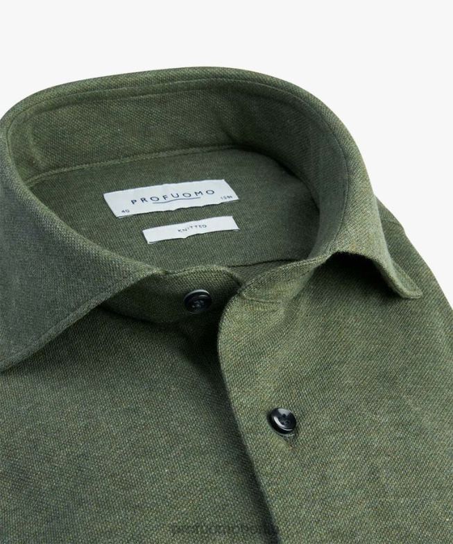 Kleidung de Profuomo Männer Melange-Strickhemd Armee BR44296