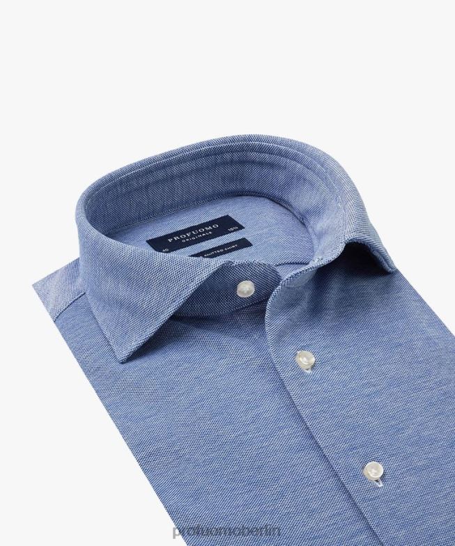 Kleidung de Profuomo Männer Melange-Strickhemd Blau BR44215