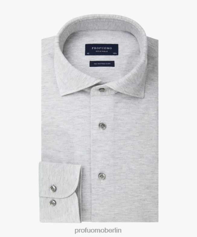 Kleidung de Profuomo Männer Melange-Strickhemd grau BR442106