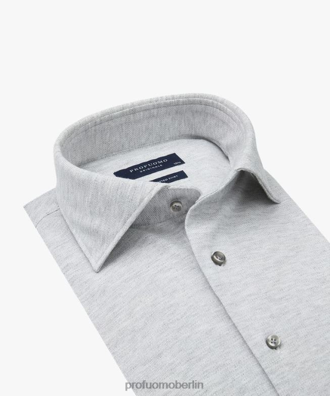 Kleidung de Profuomo Männer Melange-Strickhemd grau BR442106