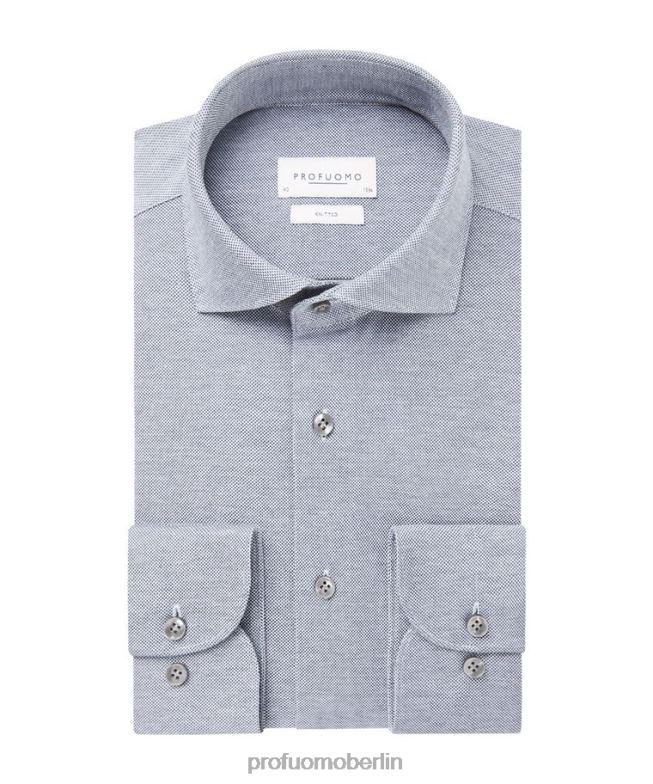 Kleidung de Profuomo Männer Petrolfarbenes Strickhemd Blau BR442161