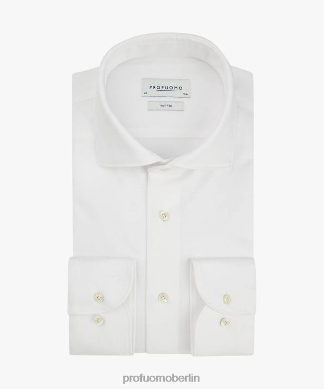 Kleidung de Profuomo Männer Single-Jersey-Strickshirt Weiß BR44289