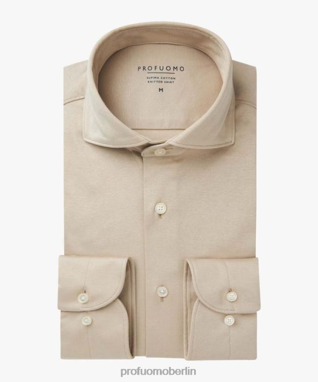 Kleidung de Profuomo Männer Supima-Strickshirt Beige BR442147