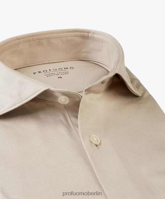 Kleidung de Profuomo Männer Supima-Strickshirt Beige BR442147