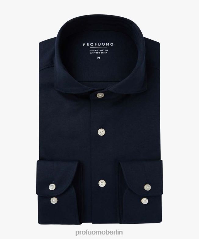 Kleidung de Profuomo Männer Supima-Strickshirt Marine BR442146