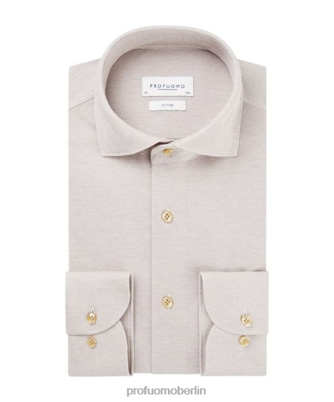 Kleidung de Profuomo Männer gestricktes Hemd Beige BR442160