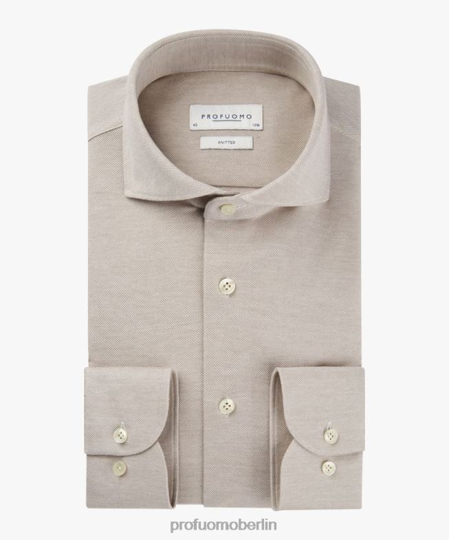 Kleidung de Profuomo Männer gestricktes Hemd Beige BR442786