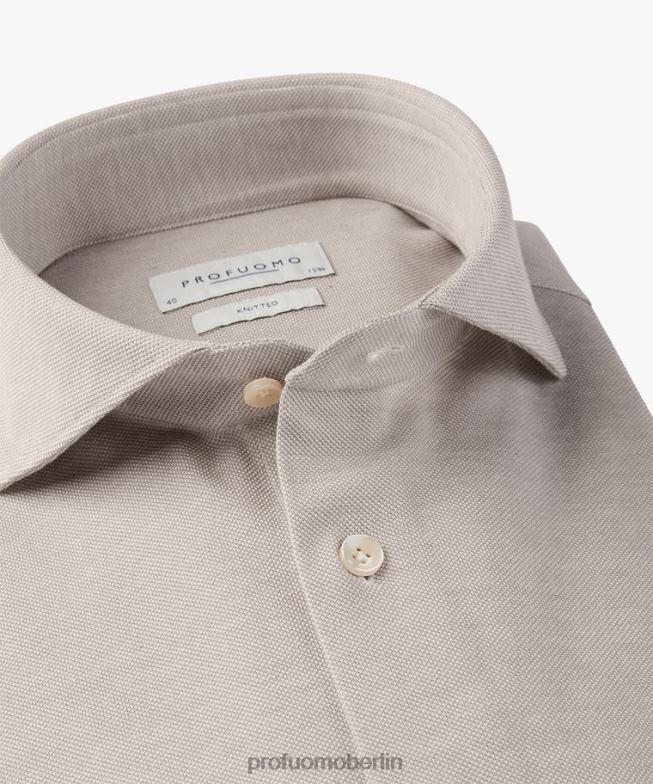 Kleidung de Profuomo Männer gestricktes Hemd Beige BR442786