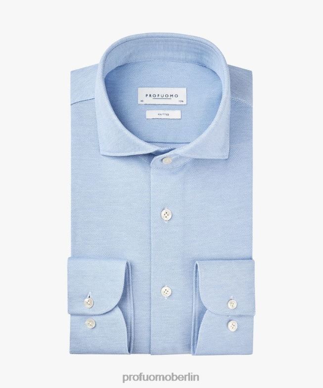 Kleidung de Profuomo Männer gestricktes Hemd Blau BR442134